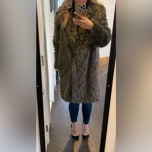 Vera wang grey faux fur coat